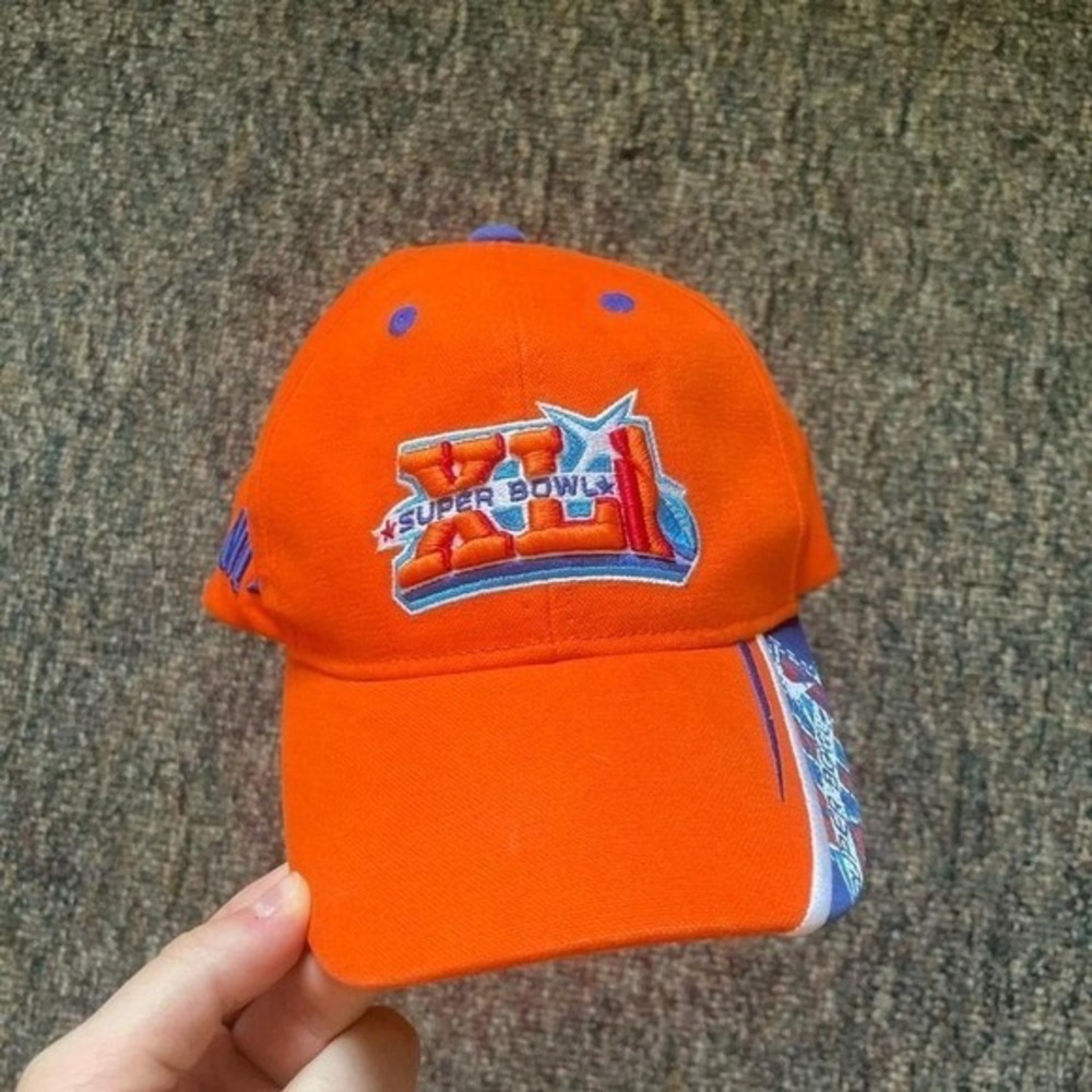 Y2K NFL Super Bowl XLI 2007 South Florida Orange Embroidered Strapback Hat Cap